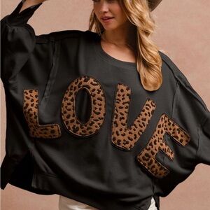 BiBi Leopard Patchwork Oversized Top NWOT